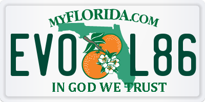 FL license plate EVOL86