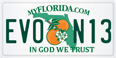 FL license plate EVON13