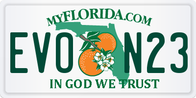 FL license plate EVON23