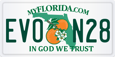 FL license plate EVON28