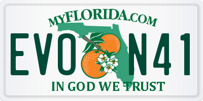 FL license plate EVON41