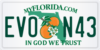 FL license plate EVON43