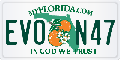 FL license plate EVON47