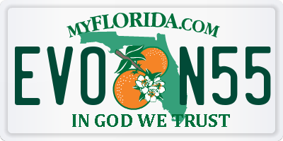 FL license plate EVON55