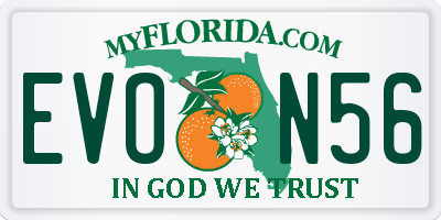FL license plate EVON56