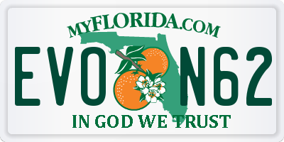 FL license plate EVON62