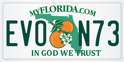 FL license plate EVON73