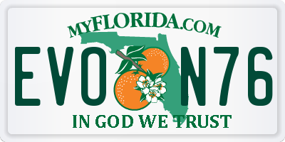 FL license plate EVON76