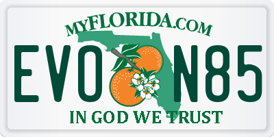 FL license plate EVON85