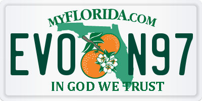 FL license plate EVON97