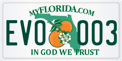 FL license plate EVOO03