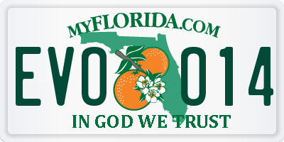 FL license plate EVOO14