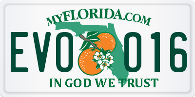 FL license plate EVOO16