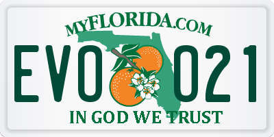 FL license plate EVOO21