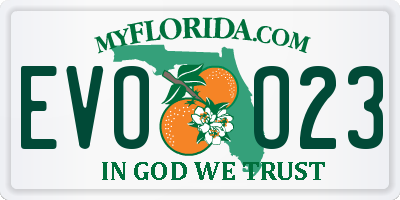 FL license plate EVOO23