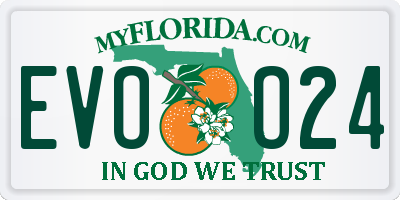 FL license plate EVOO24
