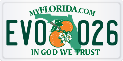 FL license plate EVOO26