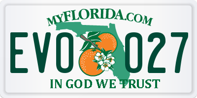FL license plate EVOO27