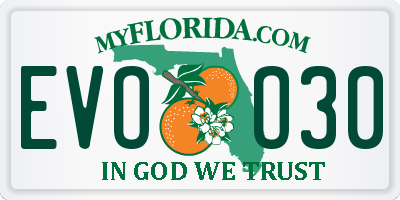 FL license plate EVOO30