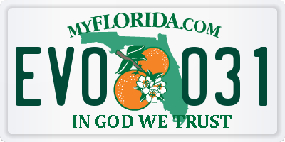 FL license plate EVOO31