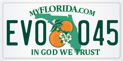 FL license plate EVOO45