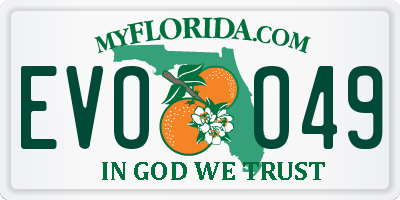 FL license plate EVOO49