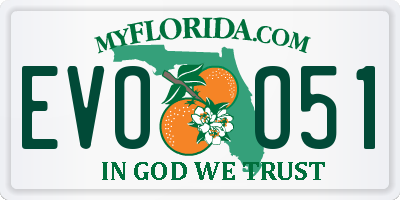 FL license plate EVOO51