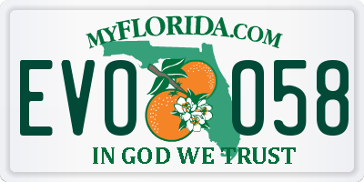 FL license plate EVOO58