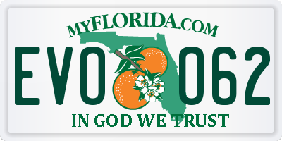 FL license plate EVOO62