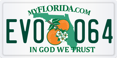 FL license plate EVOO64