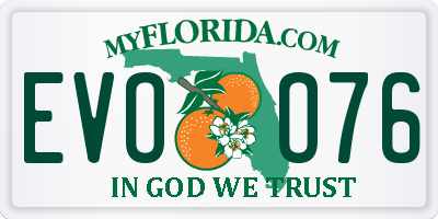 FL license plate EVOO76
