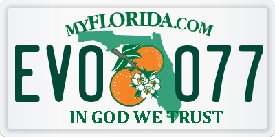 FL license plate EVOO77