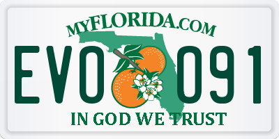 FL license plate EVOO91