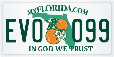 FL license plate EVOO99