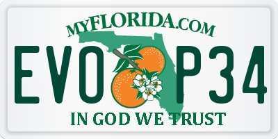 FL license plate EVOP34