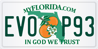 FL license plate EVOP93