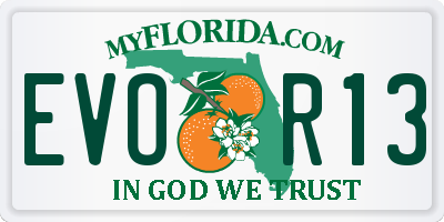 FL license plate EVOR13
