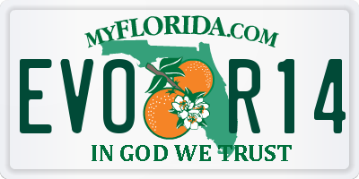 FL license plate EVOR14