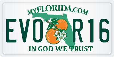 FL license plate EVOR16