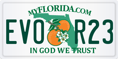 FL license plate EVOR23