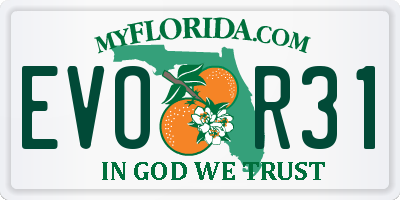 FL license plate EVOR31