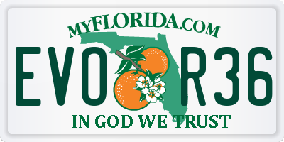FL license plate EVOR36