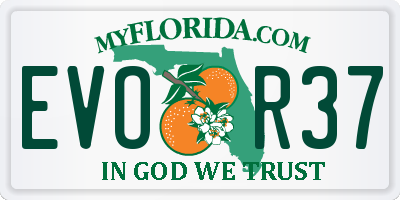 FL license plate EVOR37