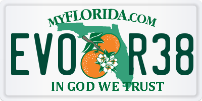 FL license plate EVOR38