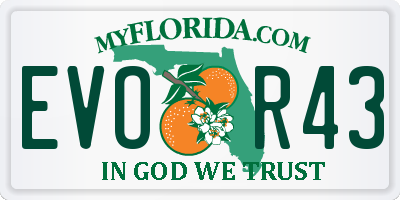 FL license plate EVOR43