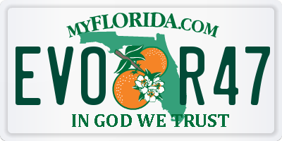 FL license plate EVOR47