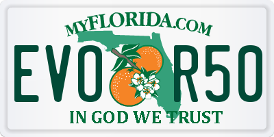 FL license plate EVOR50