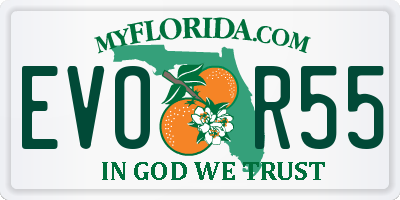 FL license plate EVOR55