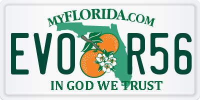 FL license plate EVOR56