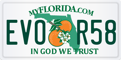 FL license plate EVOR58